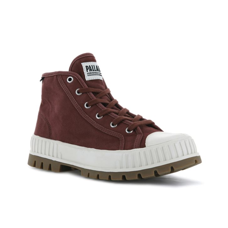 Palladium Pallashock Mid OG High Tops Women's Sneakers Burgundy | UK K276-SYC